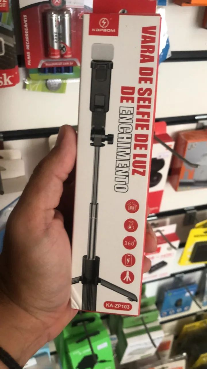 Tripé bastão pau de selfie para celular com suporte e bluetooth