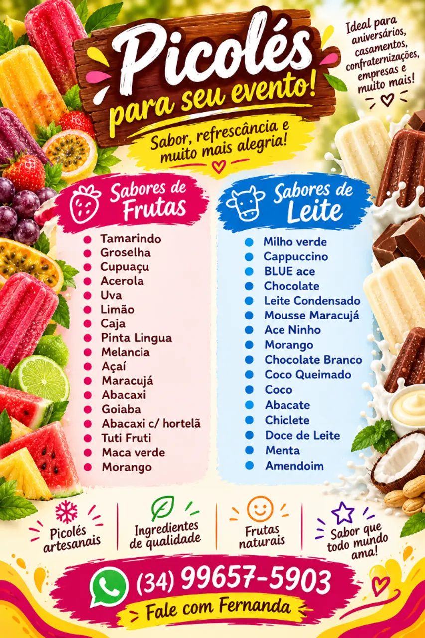 Picolés para festas e eventos