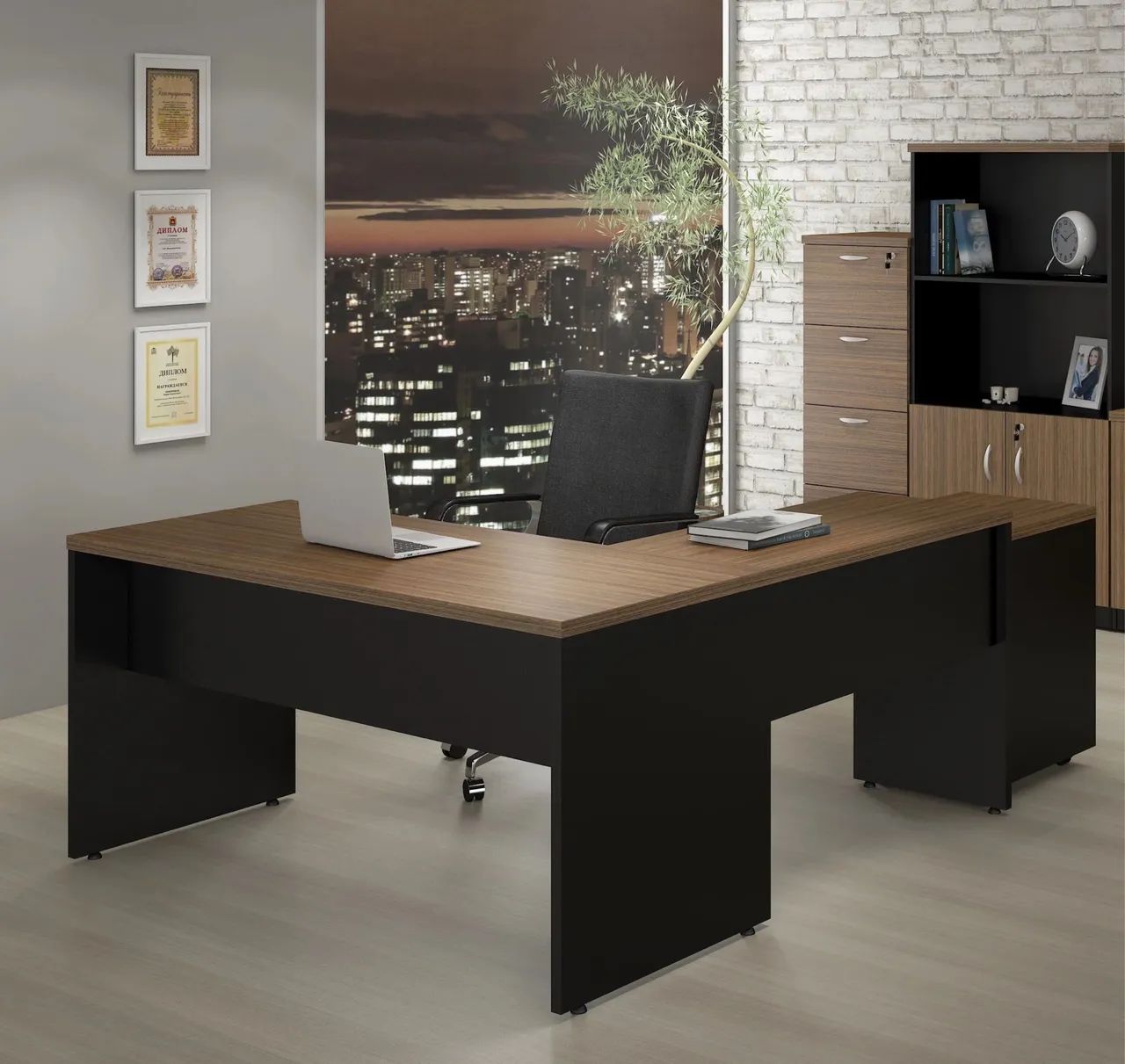 CONJUNTO MESA COM ARMARIOS - LOJA IKONMIXOFFICE 