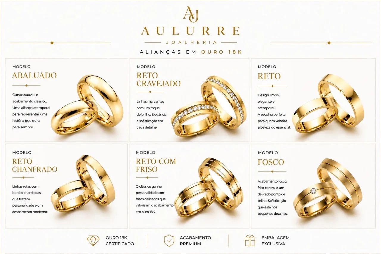 Par de Aliança Ouro 18K - Foto 2