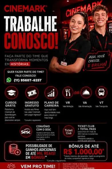 VAGAS EMPREGO CINEMARK EXTRA ANCHIETA