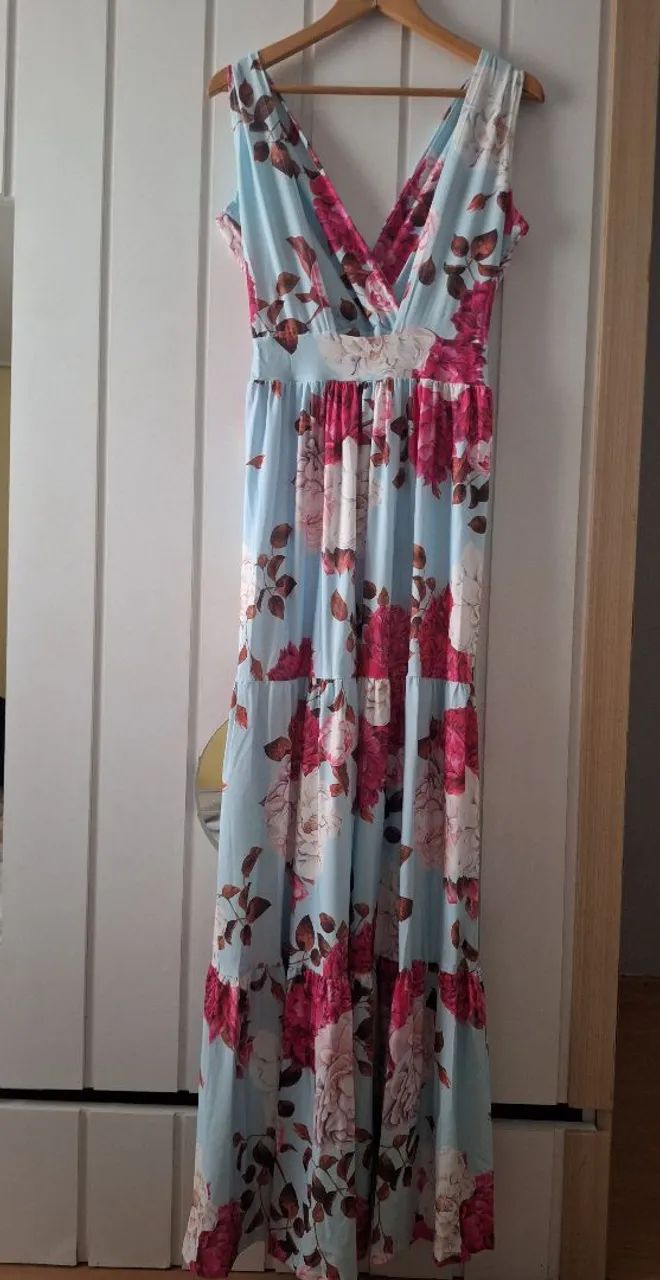 Vestido longo floral azul serenity  - Foto 4