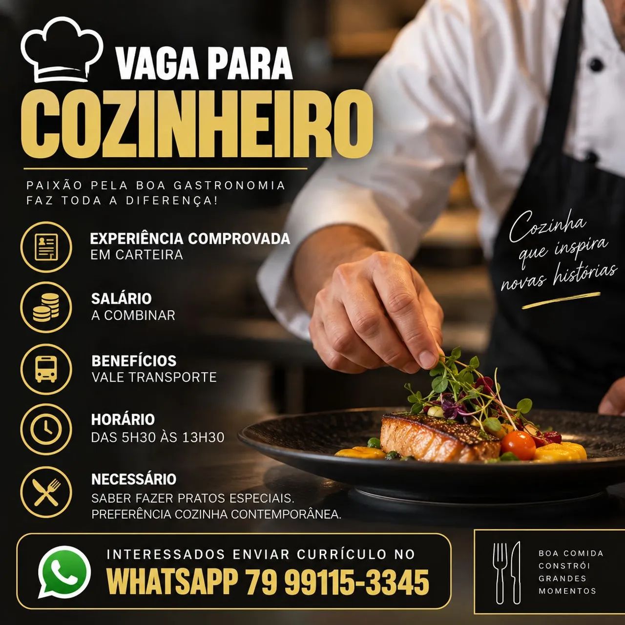 VAGA PARA COZINHEIRA(O)