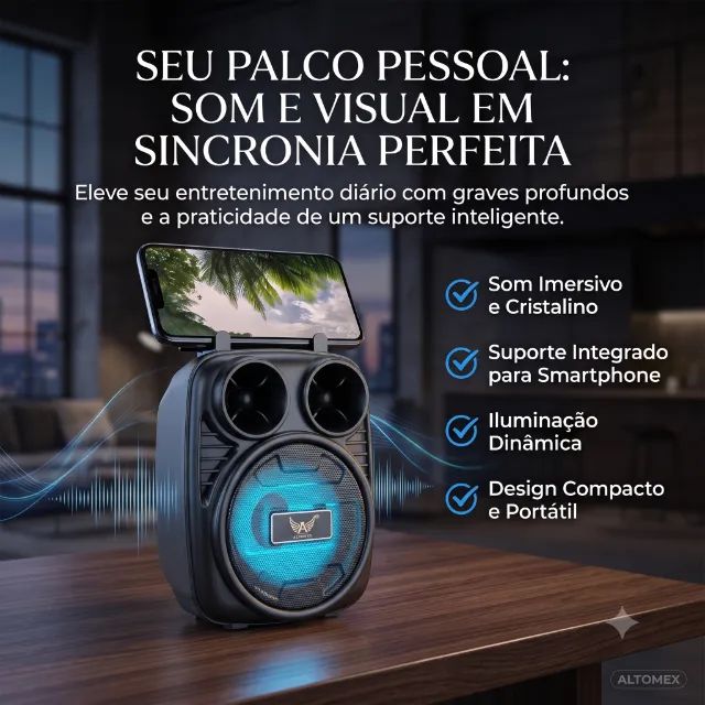 CAIXA DE SOM BLUETOOTH 8W - ALTOMEX AL-1182 