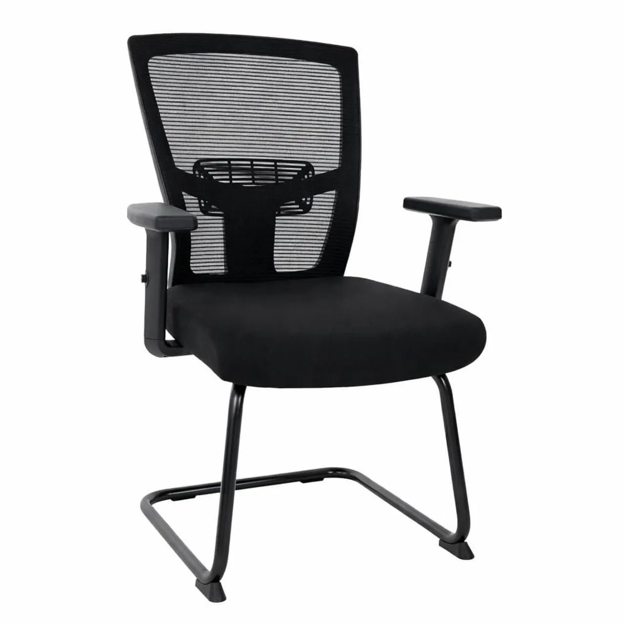 Par de Cadeiras de Escritório Comfy Stance Fixa Tela Mesh Preta