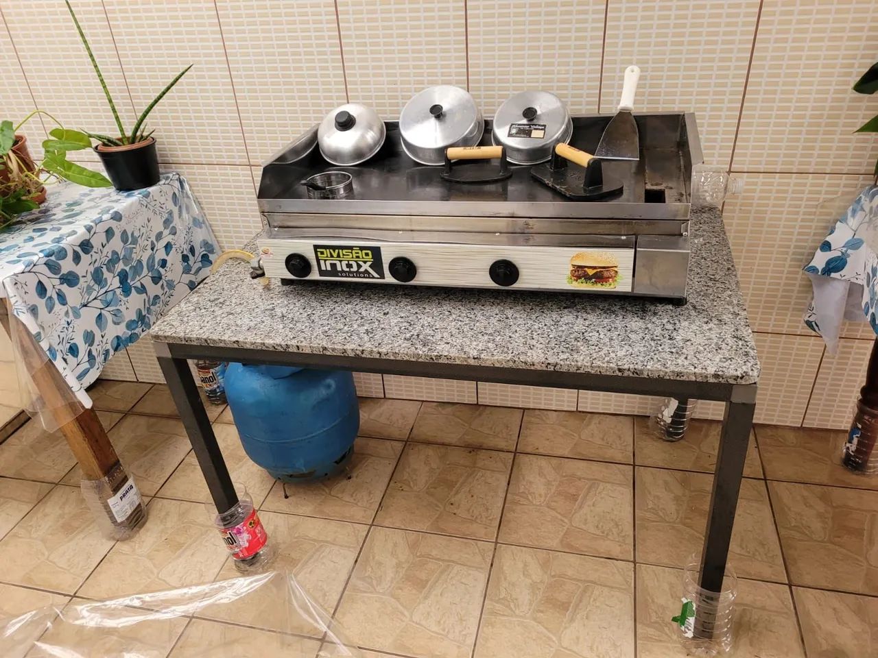 Chapa de lanchonete 1.00m com botijáo