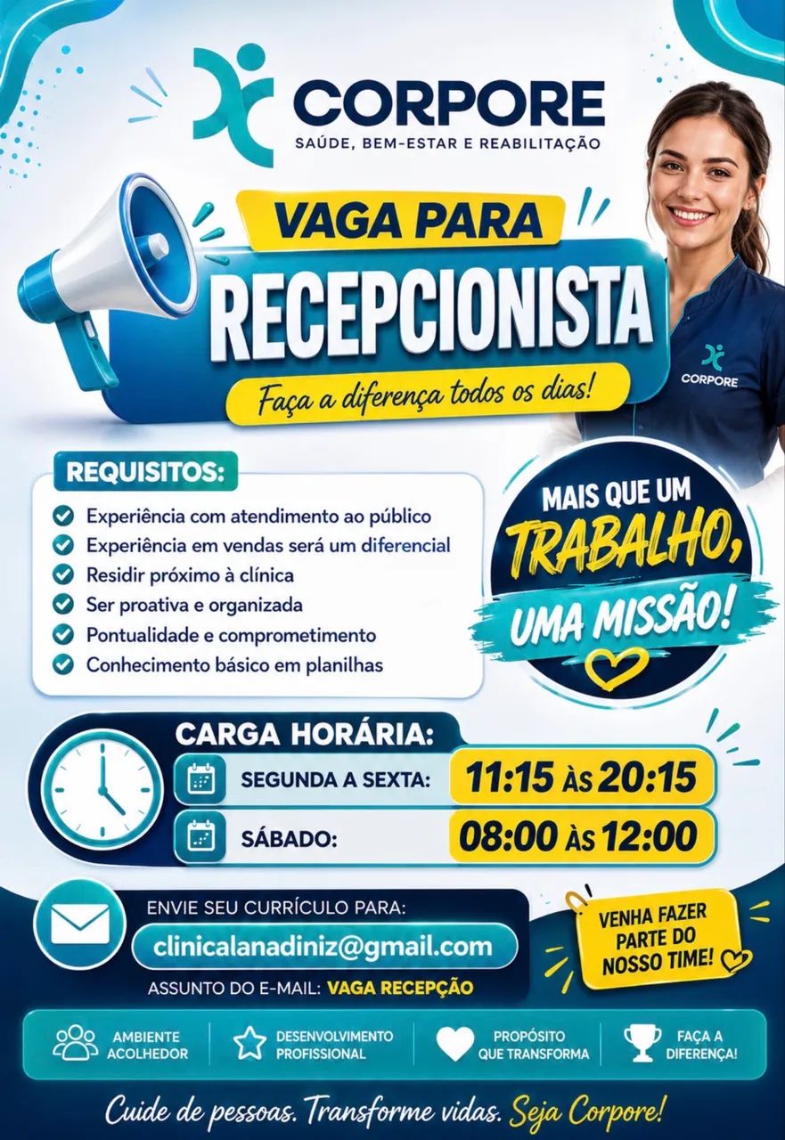 Vaga RECEPCIONISTA 
