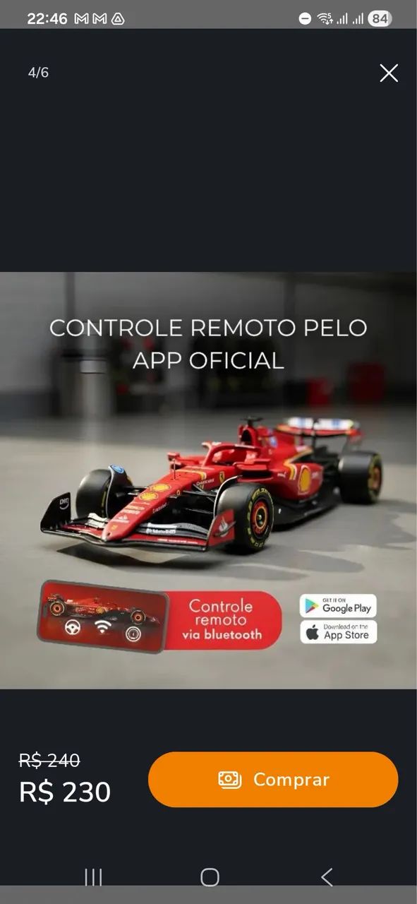 Miniatura CONTROLE REMOTO F1 Burago Ferrari SP-24 Shell 1/41Bluetooth - Foto 3