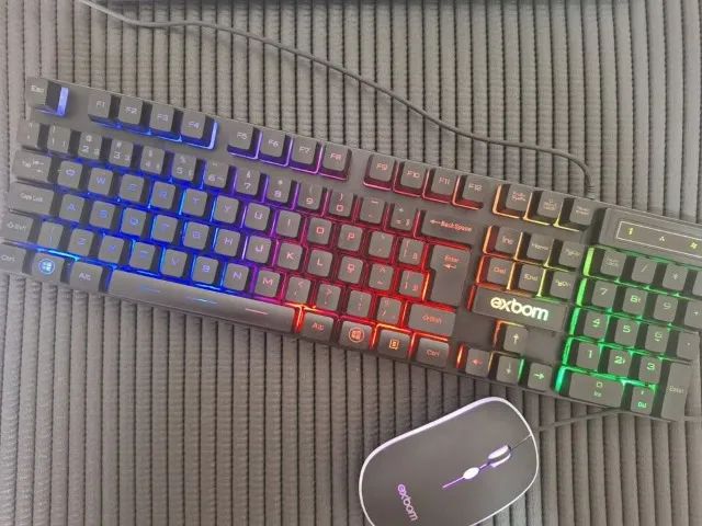 Kit Teclado Mouse Semi Mecanico Gamer Exbom - Foto 2