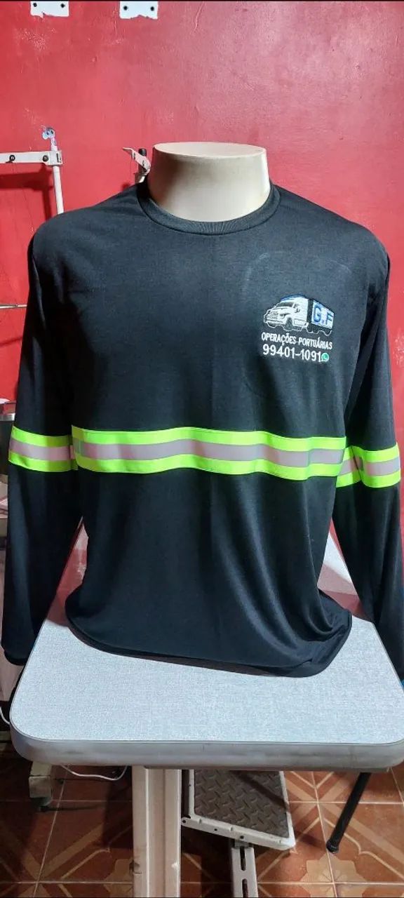 Conjuntos de brim calça e camisa com faixa ou sem faixa refletiva  - Foto 5
