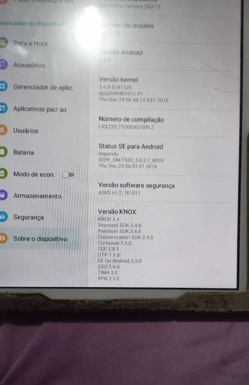 Tablet tab 4 Samsung 