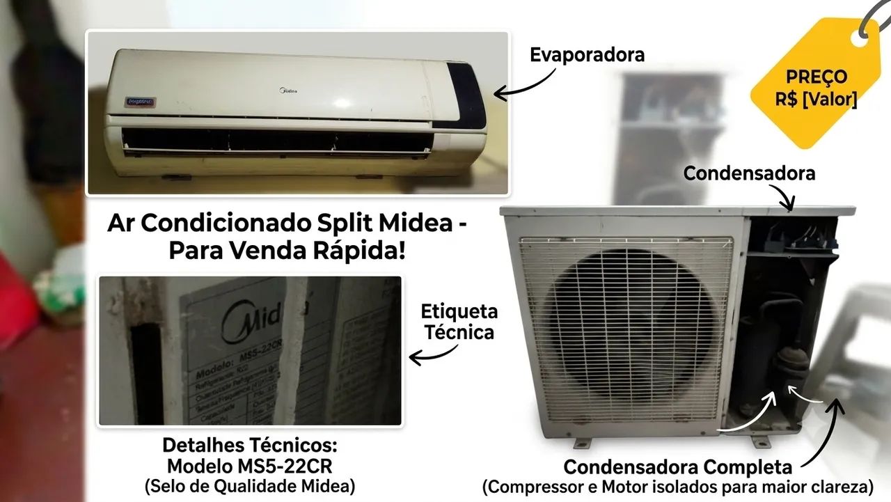 Ar Split Midea 22000 BTUs (Com Defeito / Sucata) - Recife