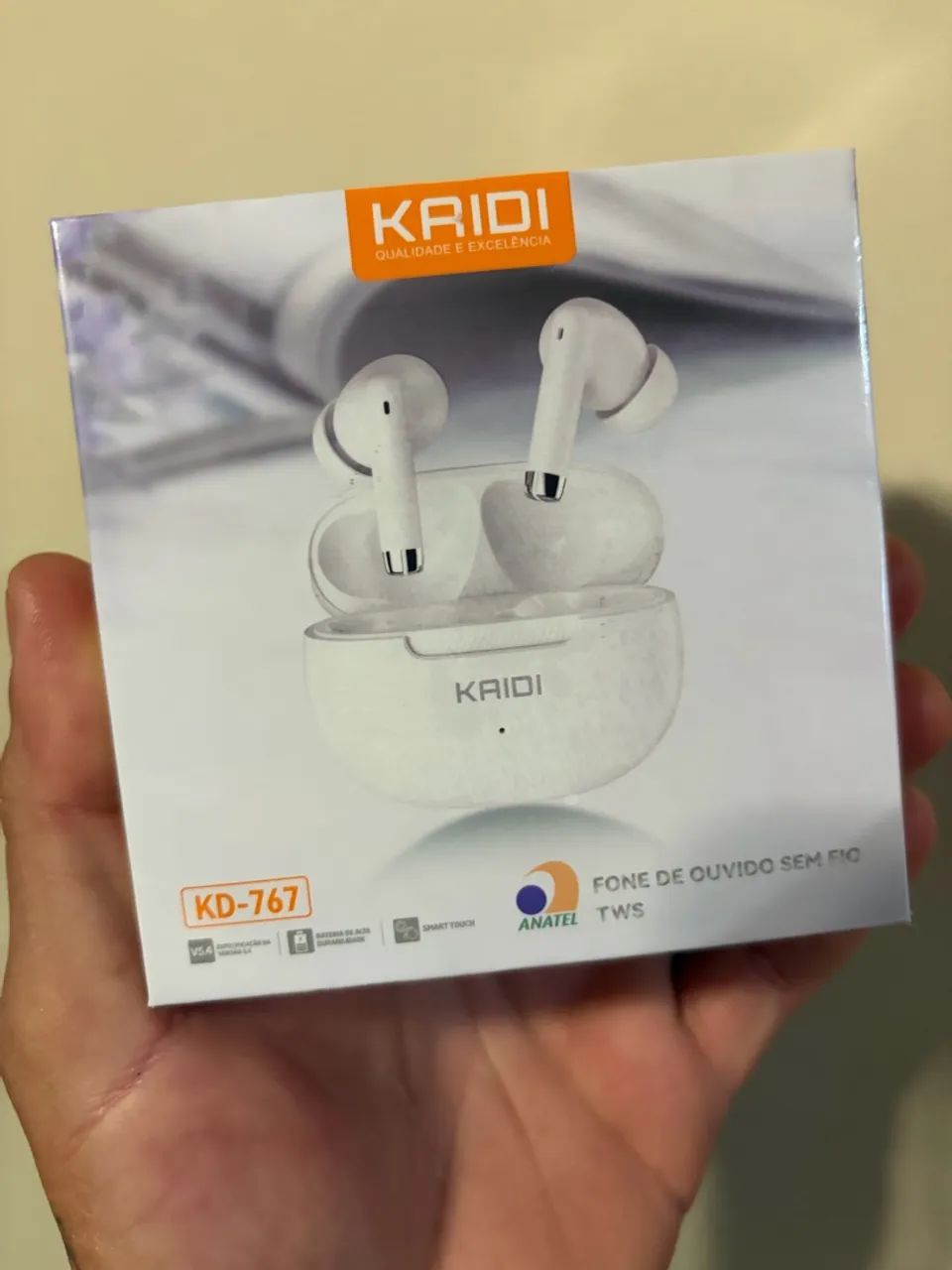 Fone de Ouvido Bluetooth Kaidi KD-767 TWS V5.4 - Branco - LACRADO