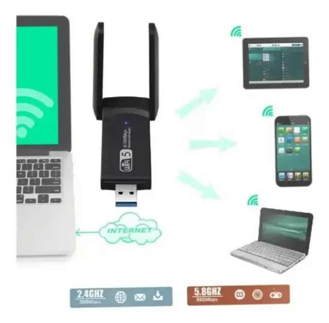 Adaptador Wifi 5ghz Usb Dual Band Para Pc Mod. Ka-t8189 - Kapbom Ultra Rápido - Foto 4