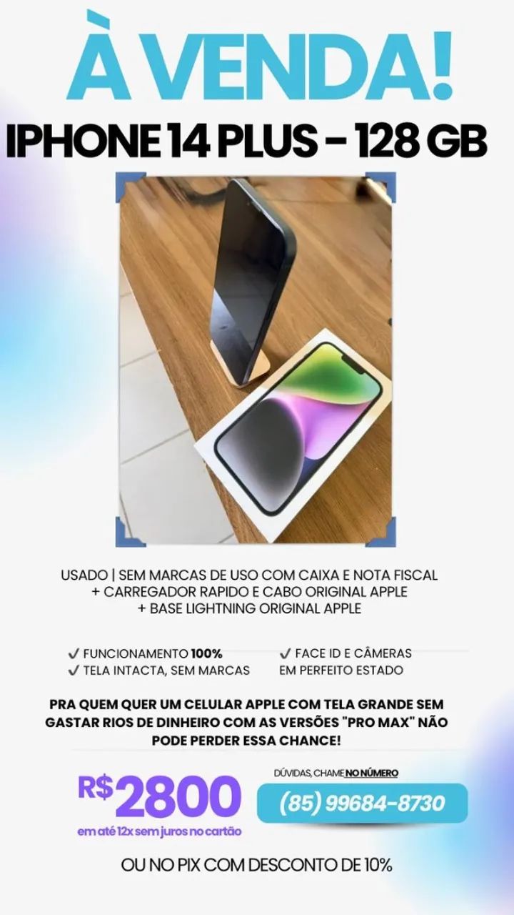 iPhone 14 Plus - Preto / 128GB