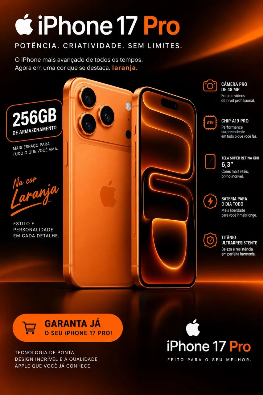 iPhone 17 PRO 256 GB LARANJA NOVO