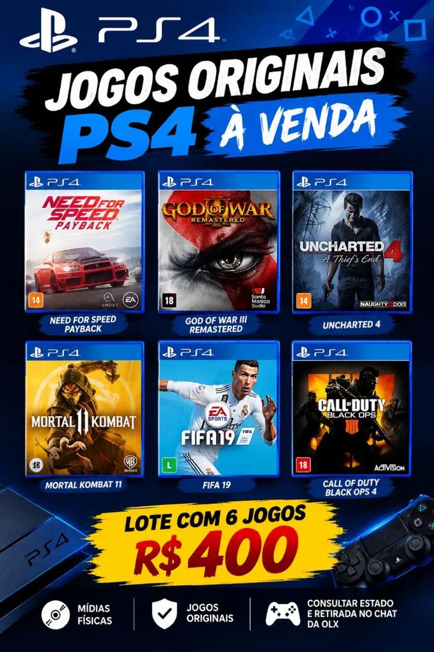 Vendo jogos de ps4 funcionando perfeitamente 