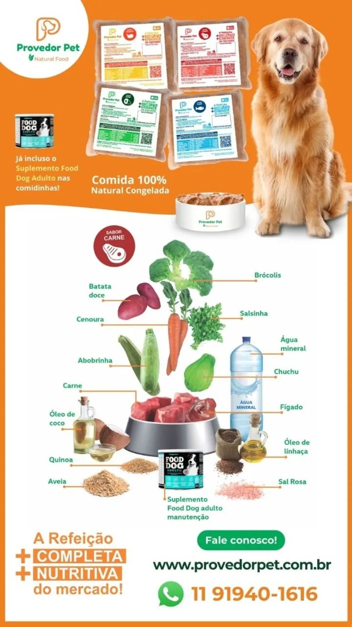 Provedorpet comida natural ração umida para caes - congelados