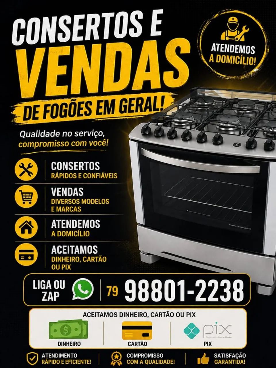 Serviços e vendas de fogões 
