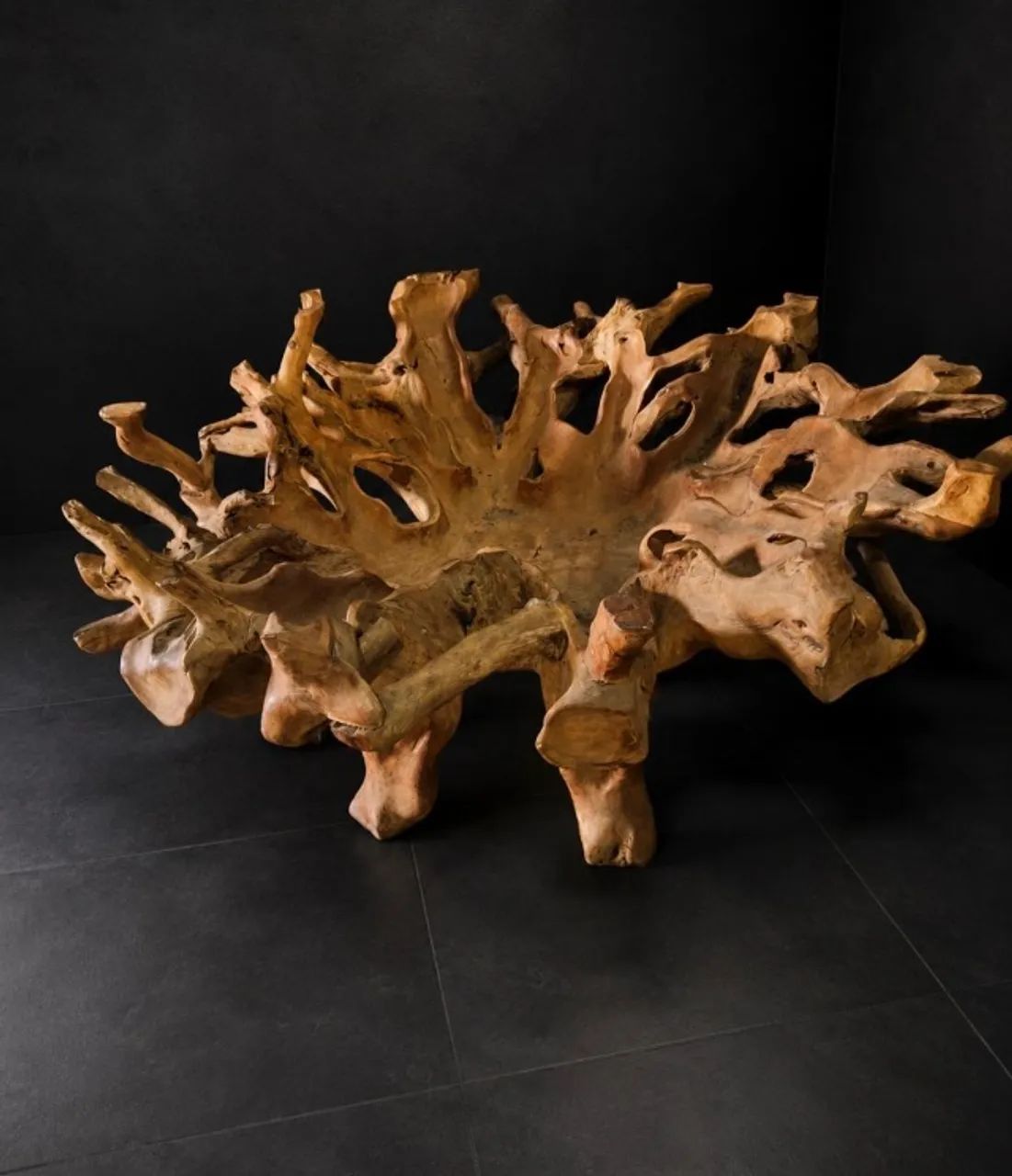 Base de mesa sala jantar tronco madeira Teca