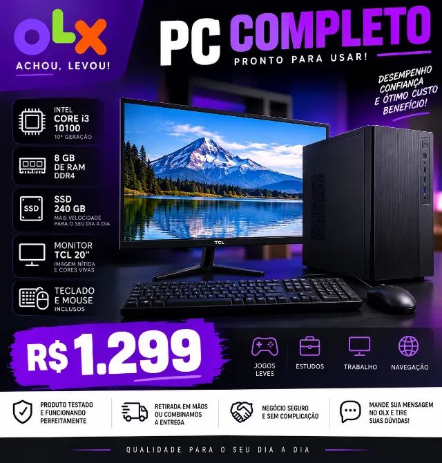 PC COMPLETO PRONTO PARA USAR R$ 1.299