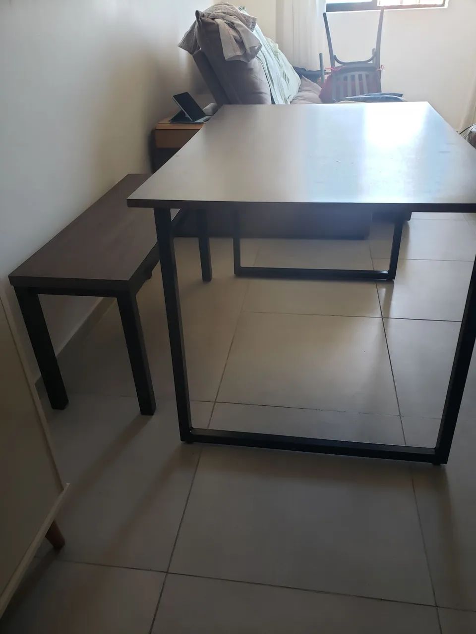 Conjunto mesa e banco industriais