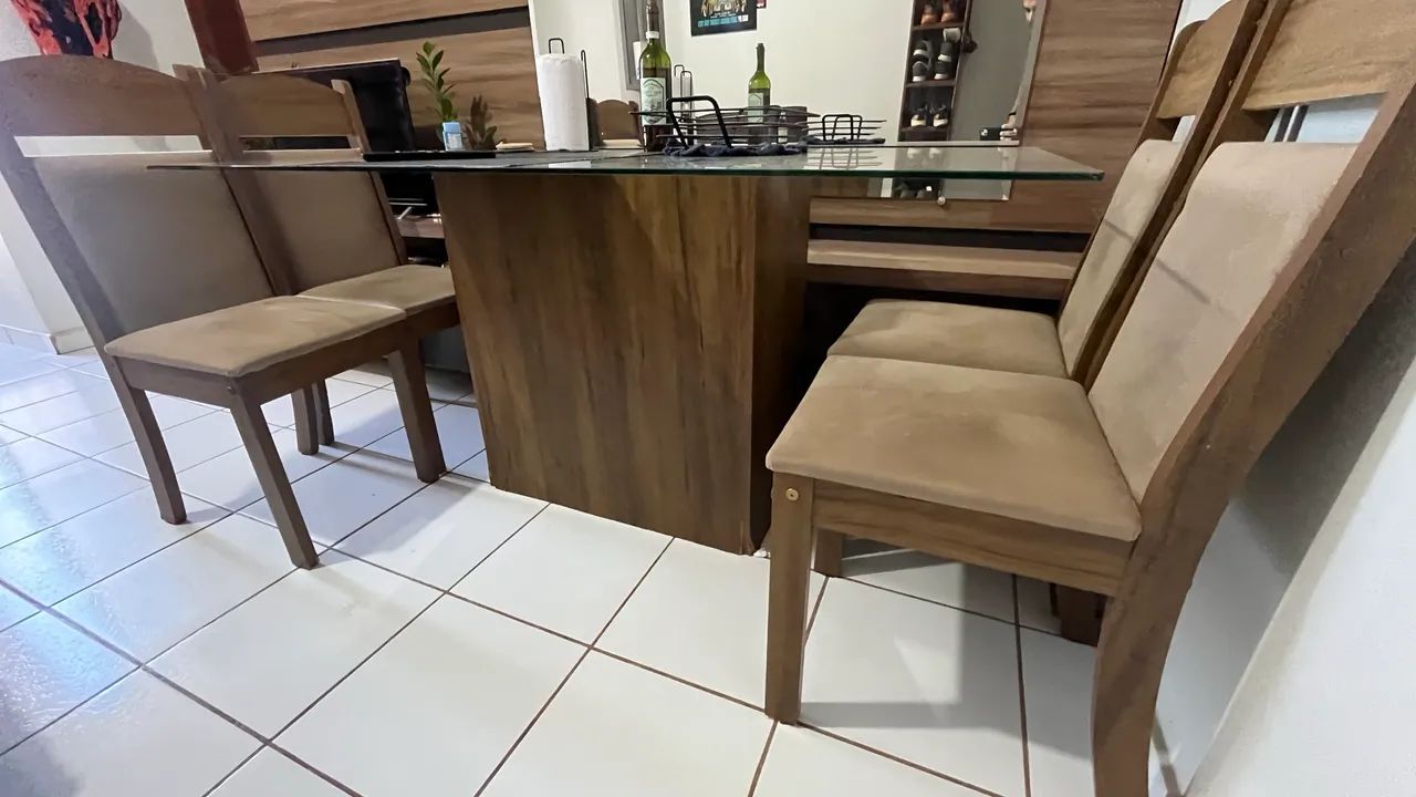 Mesa de jantar 4 lugares c/ tampo de vidro  - Foto 2