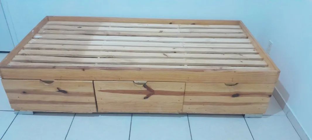 Cama de Solteiro 3 gavetas Pinos - Foto 4