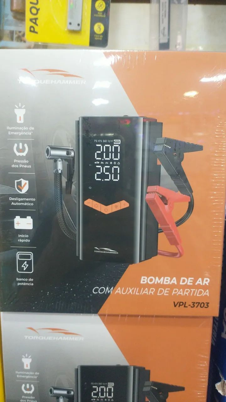Compressor portátil com auxiliar de partida automotivo