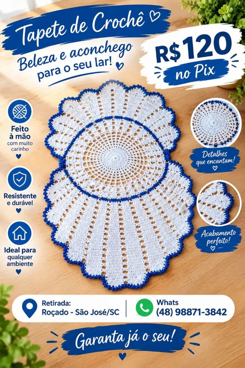 Trilho de mesa crochê 