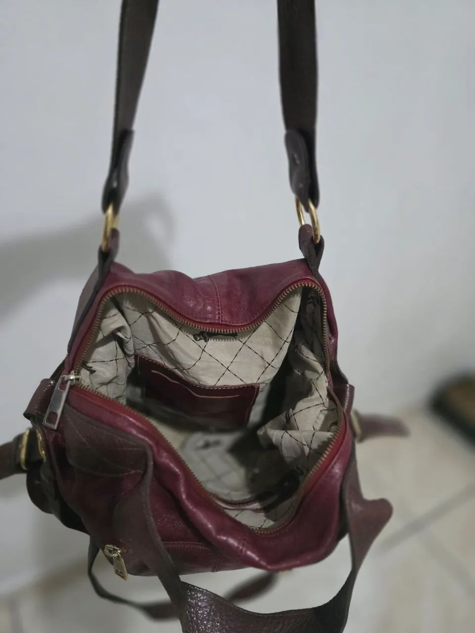 Bolsa couro forrada com bolsos - Foto 3