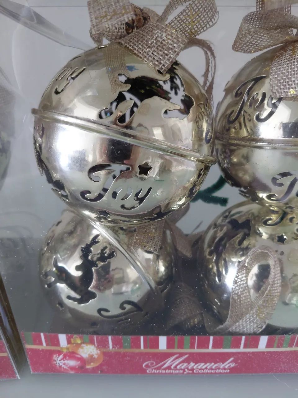 BOLAS DE NATAL EM METAL DOURADO - Foto 4