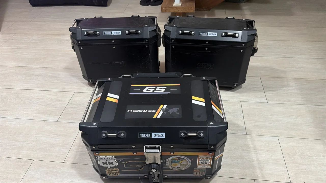 Kit 3 baús Preto Givi Trekker Outback