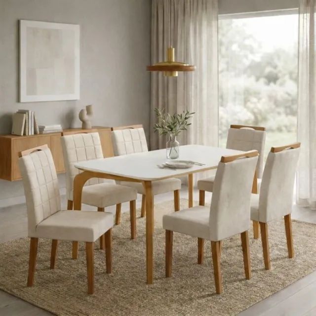 MESA CAPRI 1,60M  6 CADEIRAS  100% MDF. PRONTA ENTREGA. - Foto 4