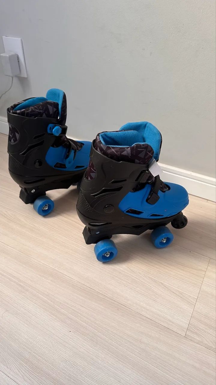 Patins Quad Roller 4 Rodas 33-40 Azul E Preto Ajustável - Foto 5