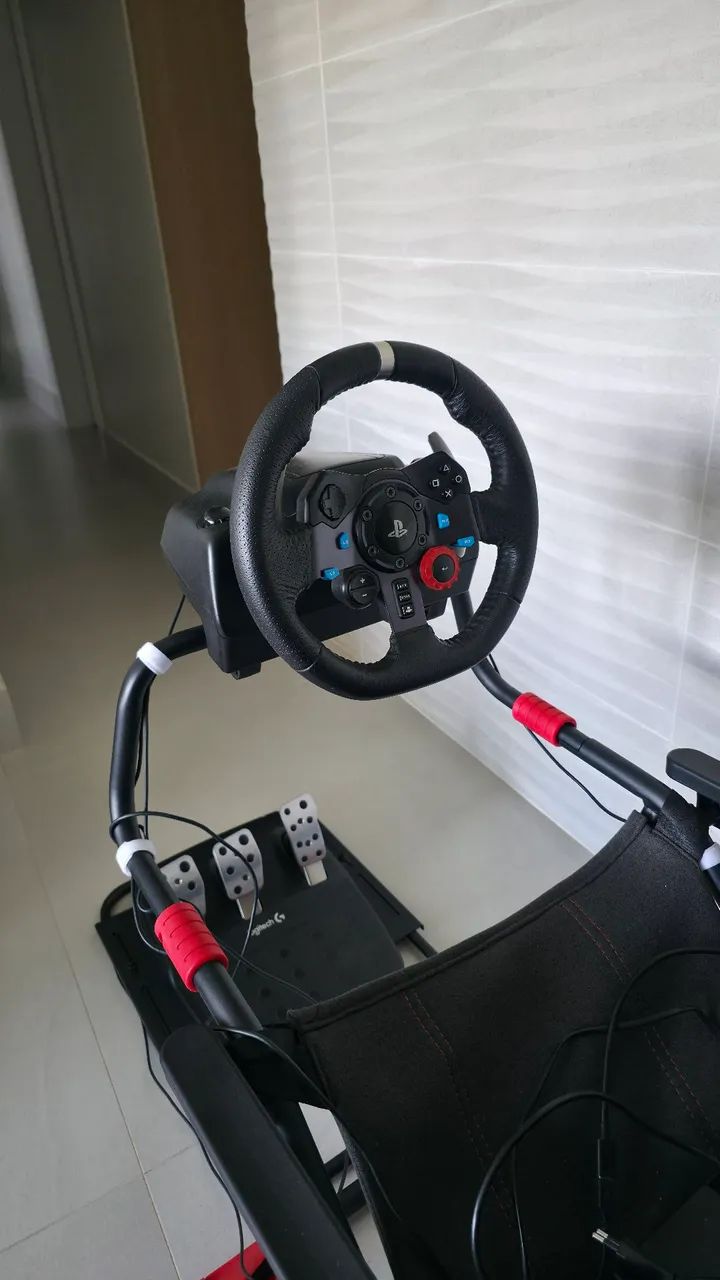 Cockpit para Sim Racing + Logitech G29 + Câmbio (Completo)