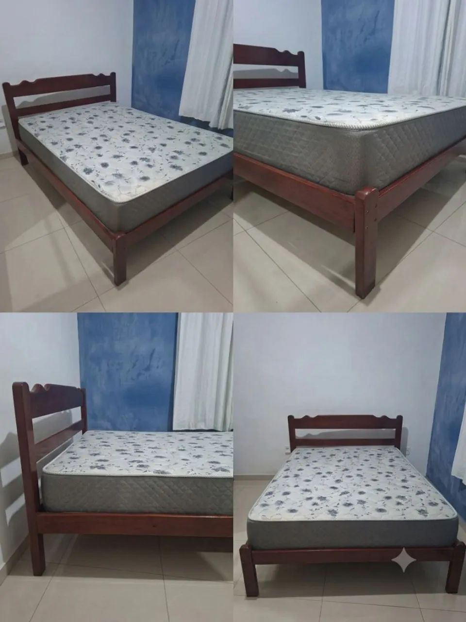 Cama casal com base de madeira usada - Foto 2
