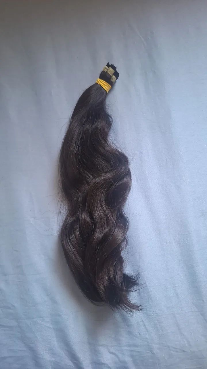 CABELO PRETO ONDULADO VIRGEM MAIS DE 40 CM