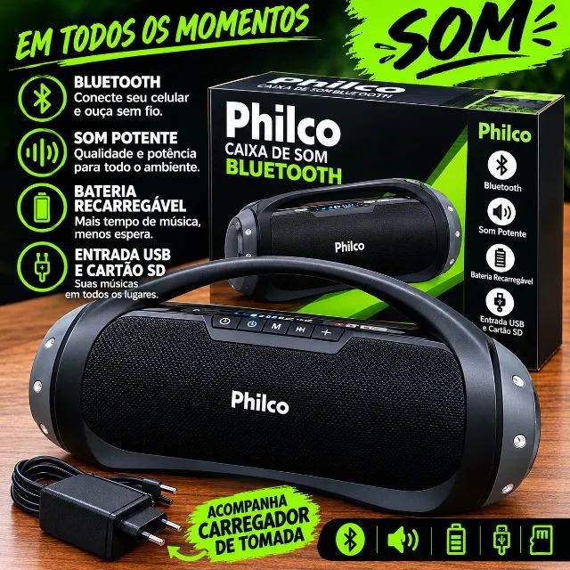 Caixa de Som Philco Bluetooth - Usada e em Ótimo Estado