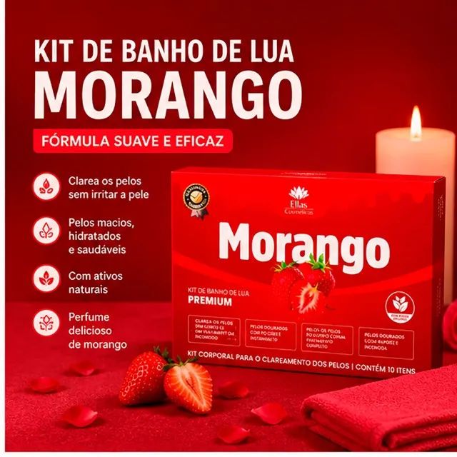 Kit Banho De Lua Morango Ellas Cosméticos 10 Itens - Cm0043 - Foto 4