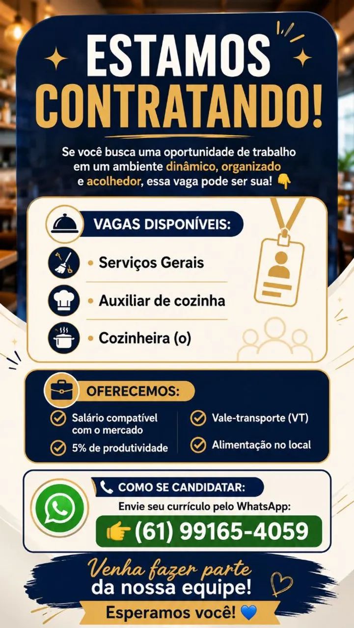 VAGAS EM RESTAURANTE