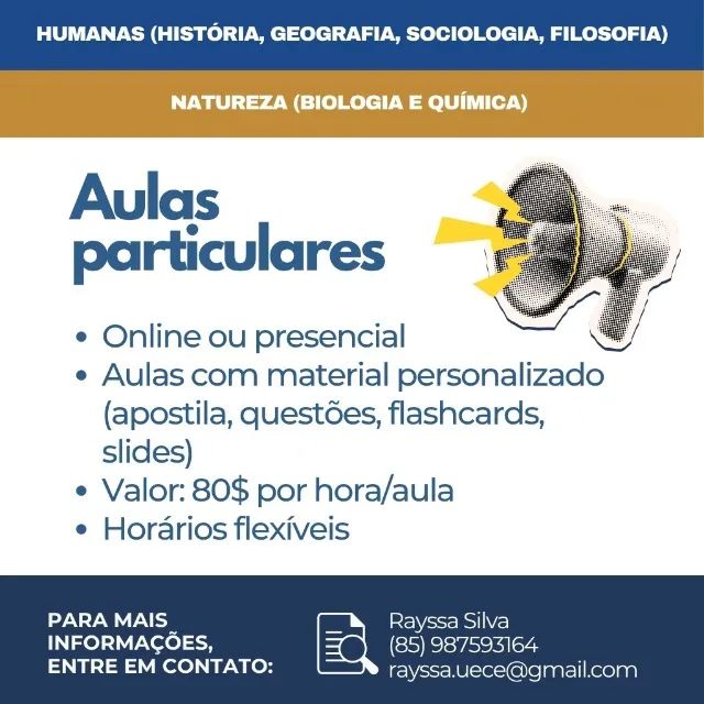 Aulas Particulares | Biologia, Química, Humanas