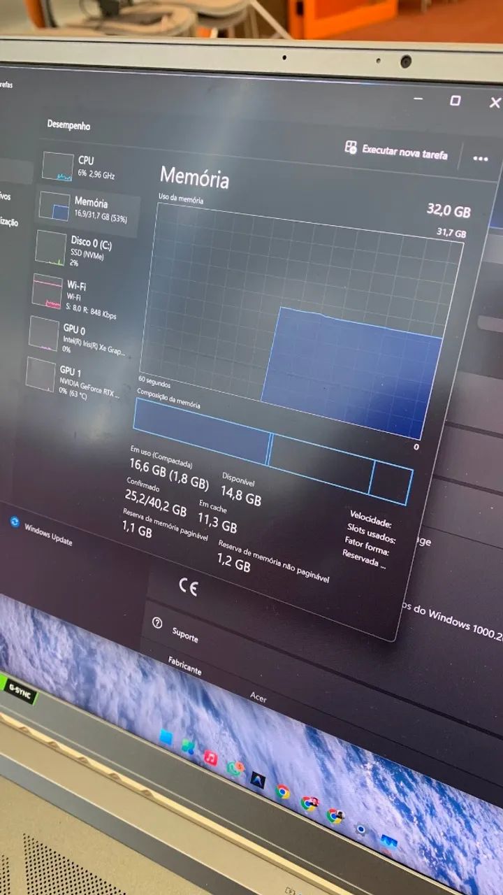 Notebook Acer Predator Triton 300 com 32 gb RAM GeForce RTX? 3060 - Foto 3