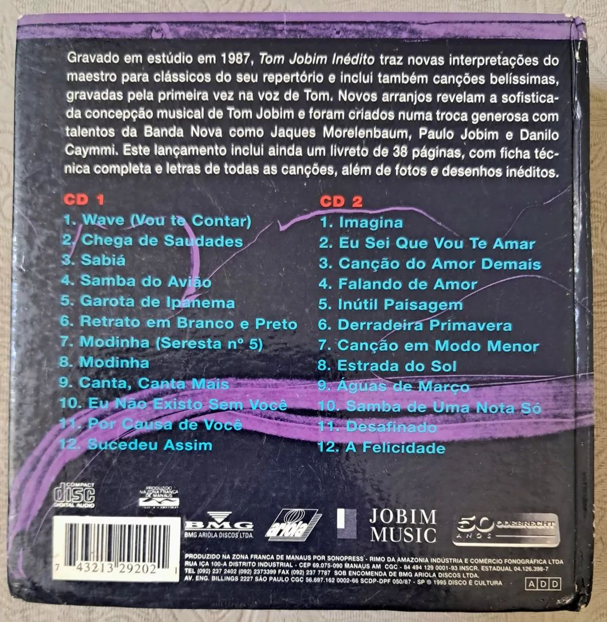 CD duplo Box Set Tom Jobim - Inédito (regravações do ano de 1987
