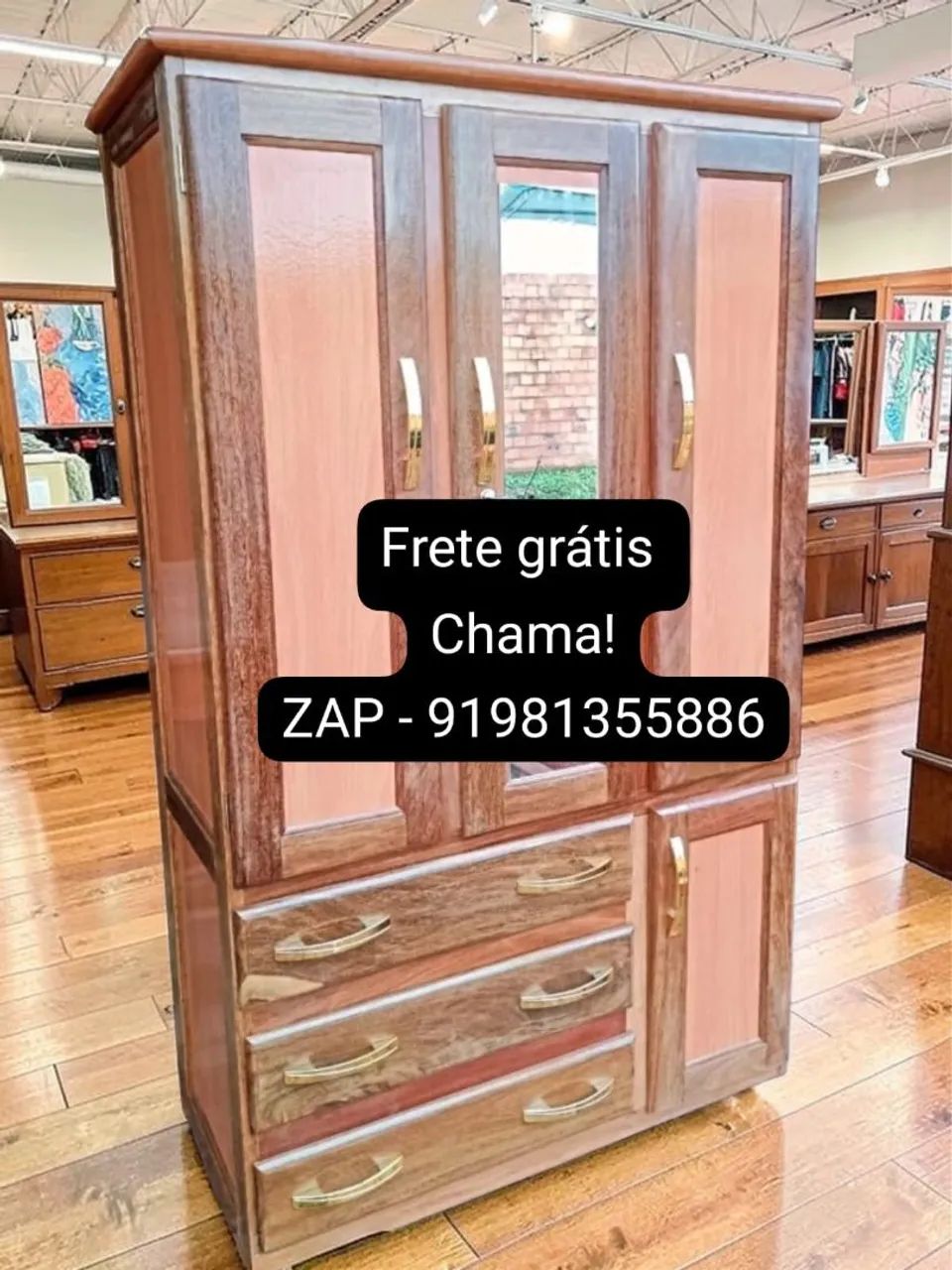 Guarda roupa de solteiro 3 portas com espelho novo! - Foto 2