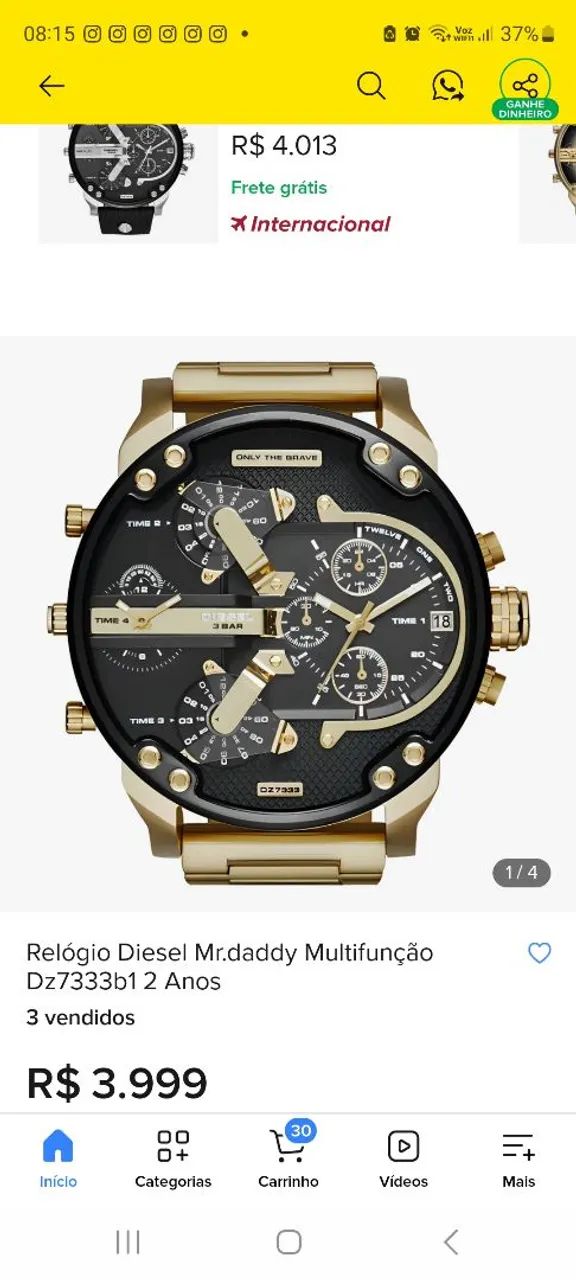 Relogio diesel original dourado aceito trocas se for roupas de grife  - Foto 3