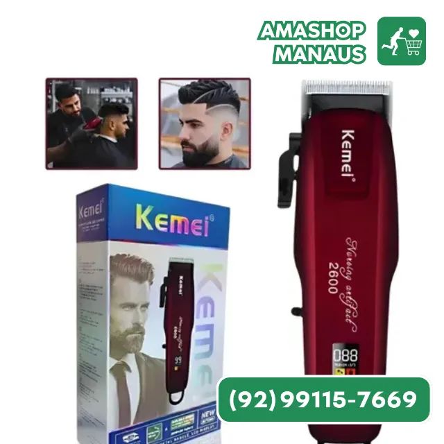 Maquina De Cortar Cabelo Kemei Profissional Cordless Vermelha