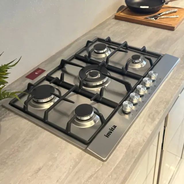 COOKTOP INVITA 5 BOCAS INOX GRADES FERRO FUNDIDO 70CM A GAS I-CKG-5Q-70-XX-3TNA - Foto 4