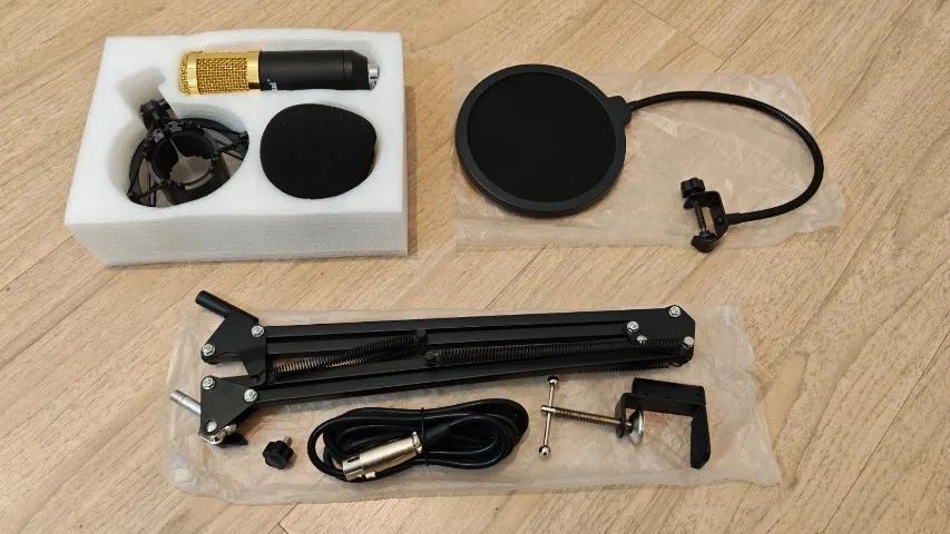 Microfone Condensador BM-800 Completo + Braço + Pop Filter