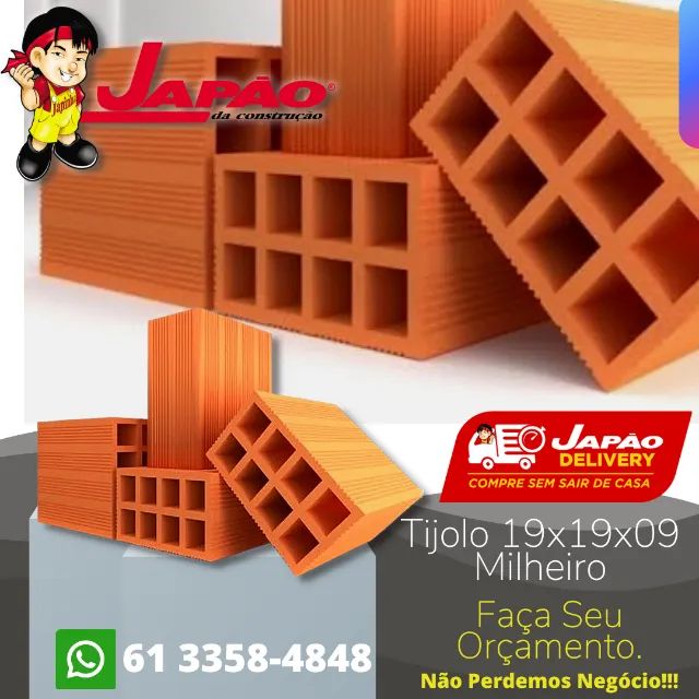 Tijolo 19x19x09 Milheiro Com Melhor Preço do DF Faça Seu Orçamento